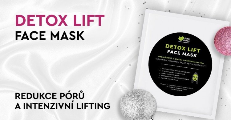 Detox Lift Face  Mask: NOVINKA!  Pořádná očista pokožky se nesmí podcenit. Vyčistěte póry a hydratujte svou pleť těmi správnými nástroji. Naše Detox Lift Face Mask aktivně podporuje zmenšení pórů a odstraňuje nečistoty. 